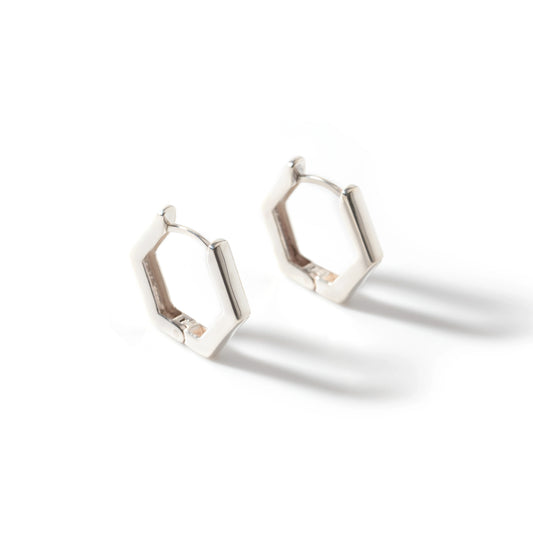 BRINCO HEXAGONO EM PRATA DE LEI