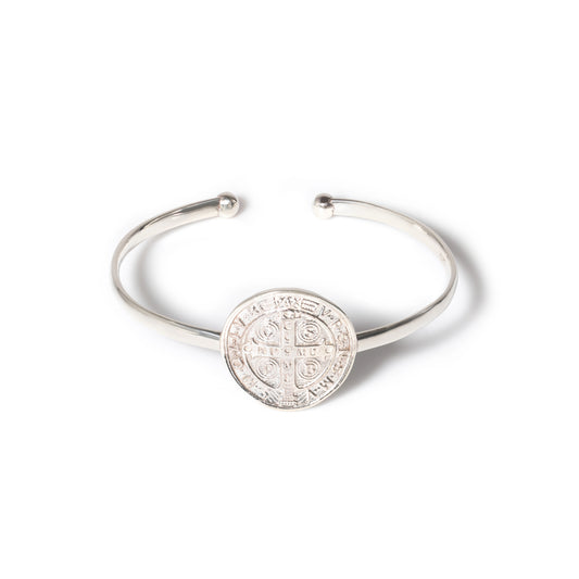 PULSEIRA SAO BENTO EM PRATA DE LEI AJUSTAVEL - LINHA SAGRADA