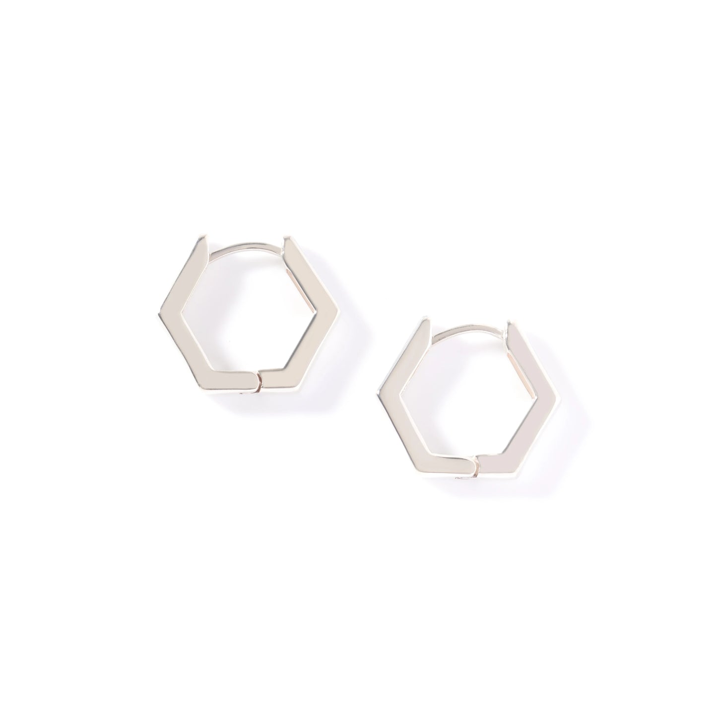 BRINCO HEXAGONO EM PRATA DE LEI