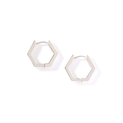 BRINCO HEXAGONO EM PRATA DE LEI