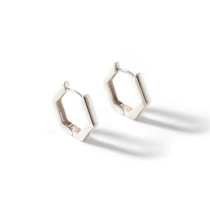BRINCO HEXAGONO EM PRATA DE LEI